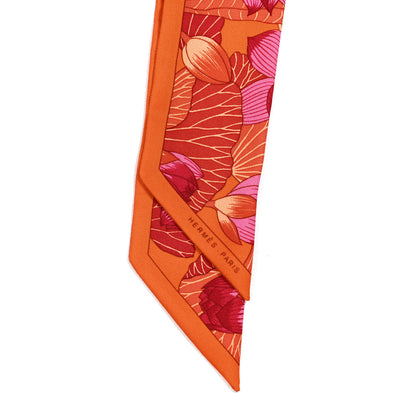 Hermes Silk Fleurs De Lotus Twilly Corail 2 of 4