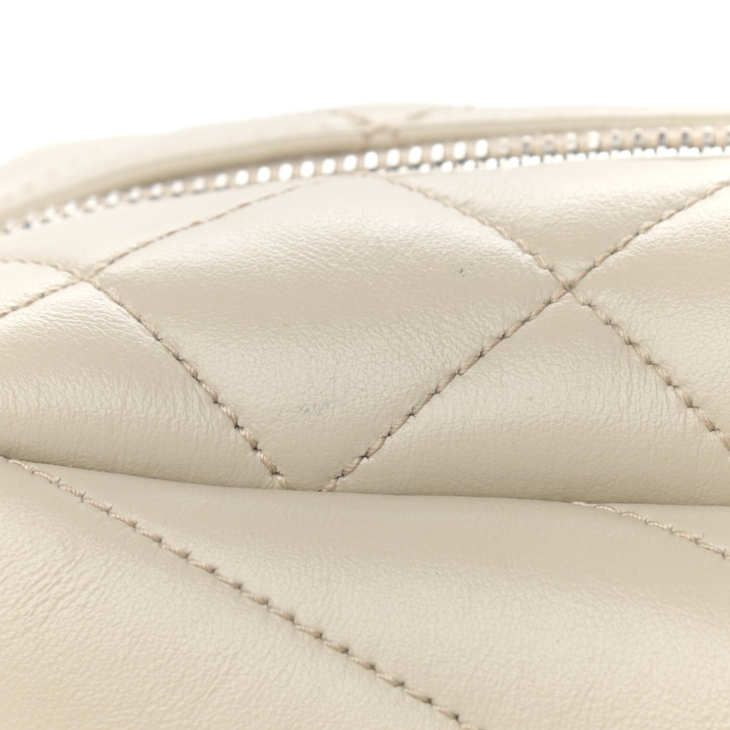 Calfskin Y Quilted Monogram Small Loulou Bowling Bag Ivory