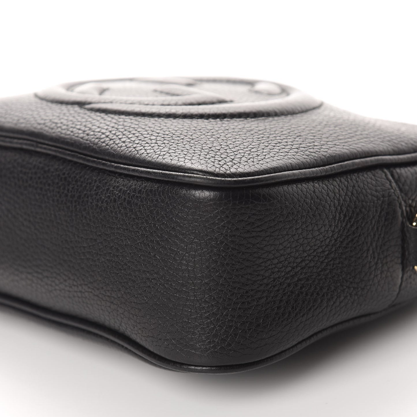 Pebbled Calfskin Small Soho Disco Bag Black