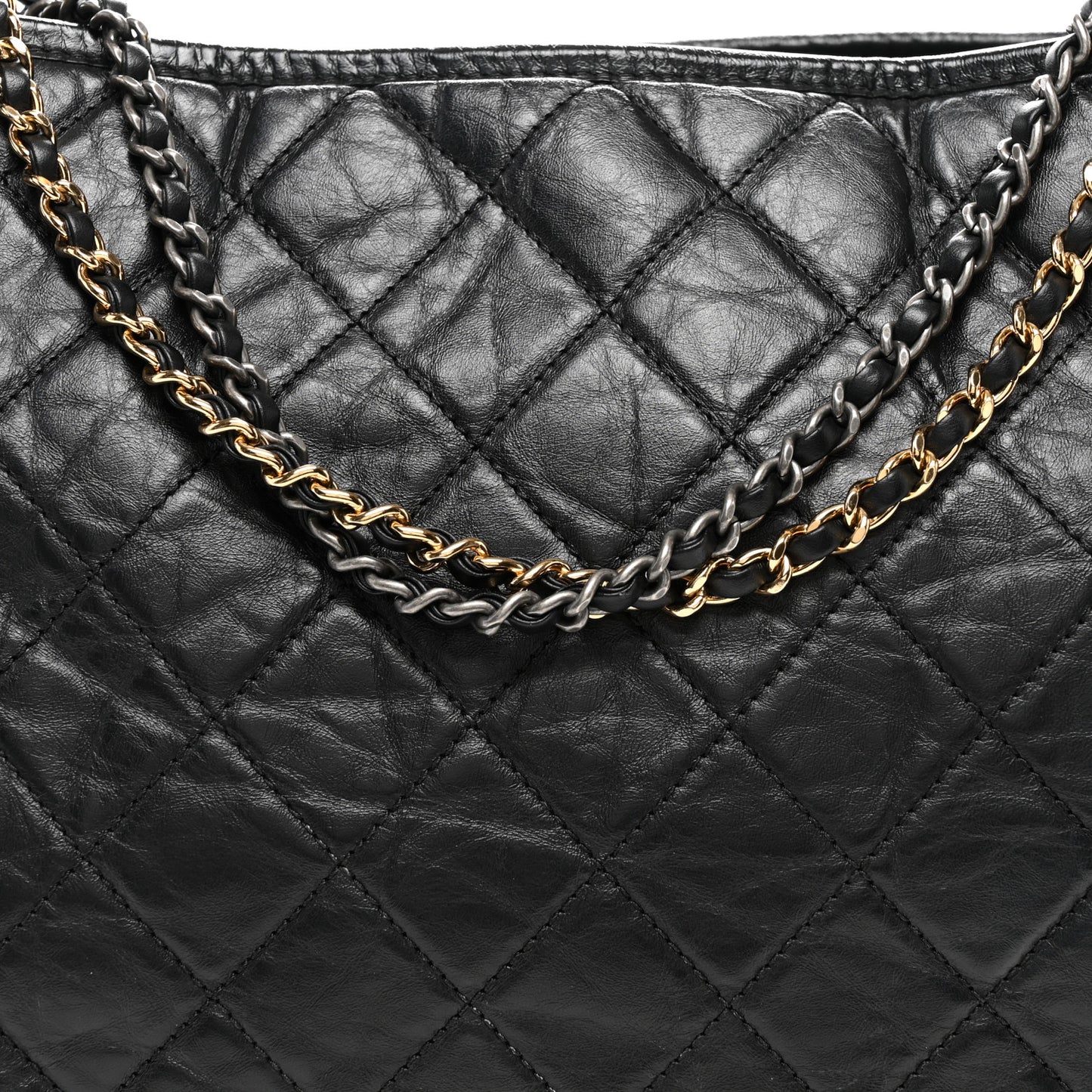 Aged Calfskin Quilted Maxi Gabrielle Hobo Black