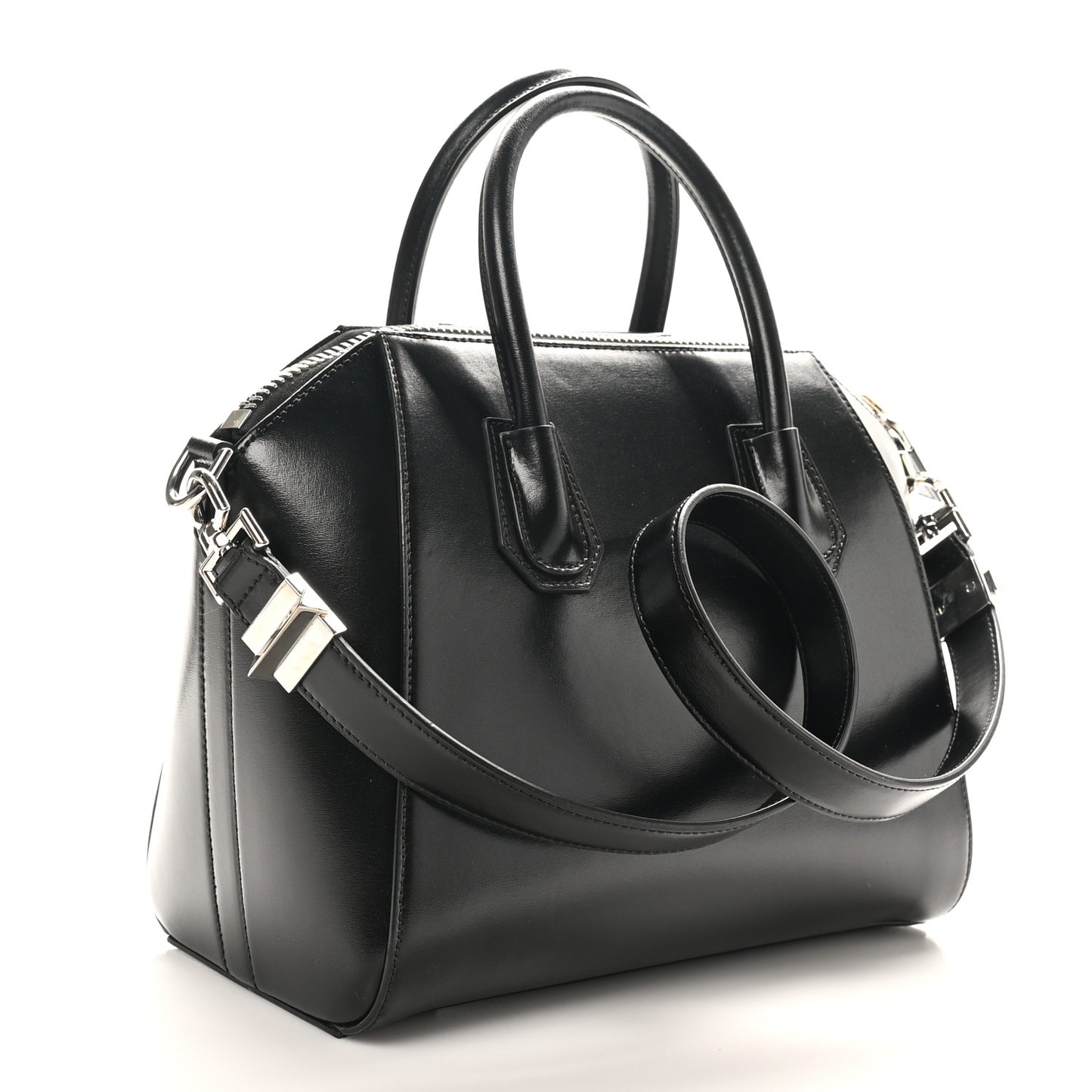 Shiny Lord Calfskin Small Antigona Black