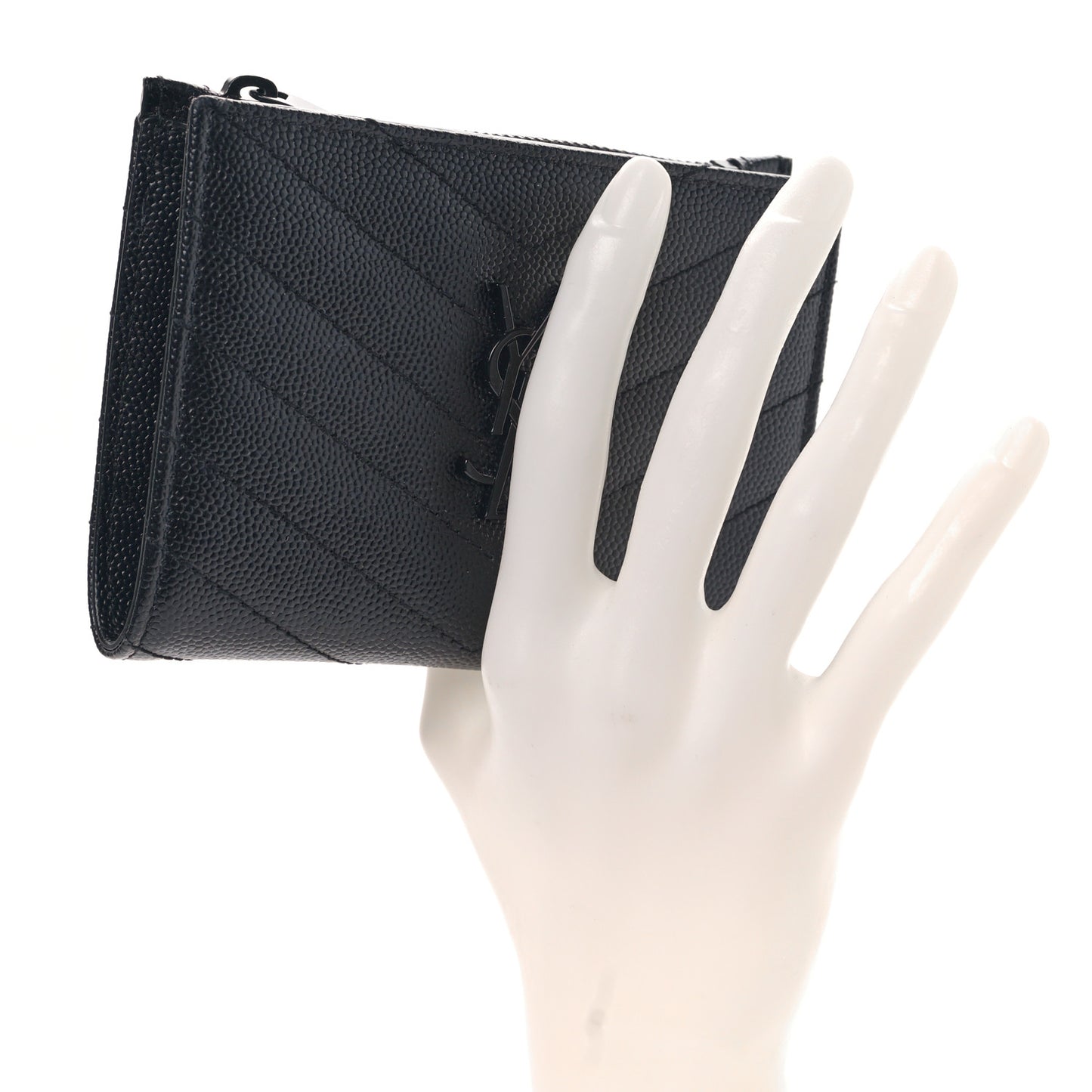 Grain De Poudre Matelasse Chevron Cassandre Fragments Zippered Bi-Fold Wallet Black