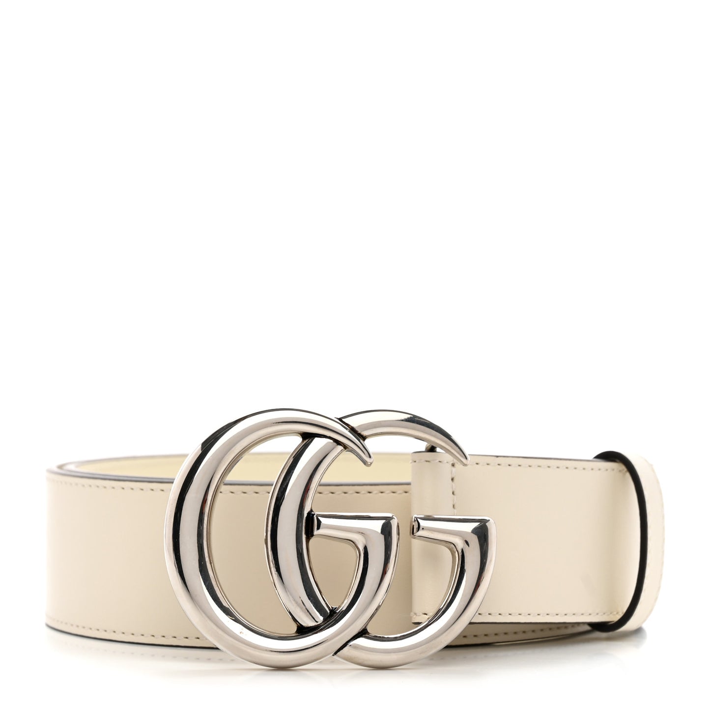 Plutone Calfskin Palladium Double G 40mm Belt 80 32 Mystic White