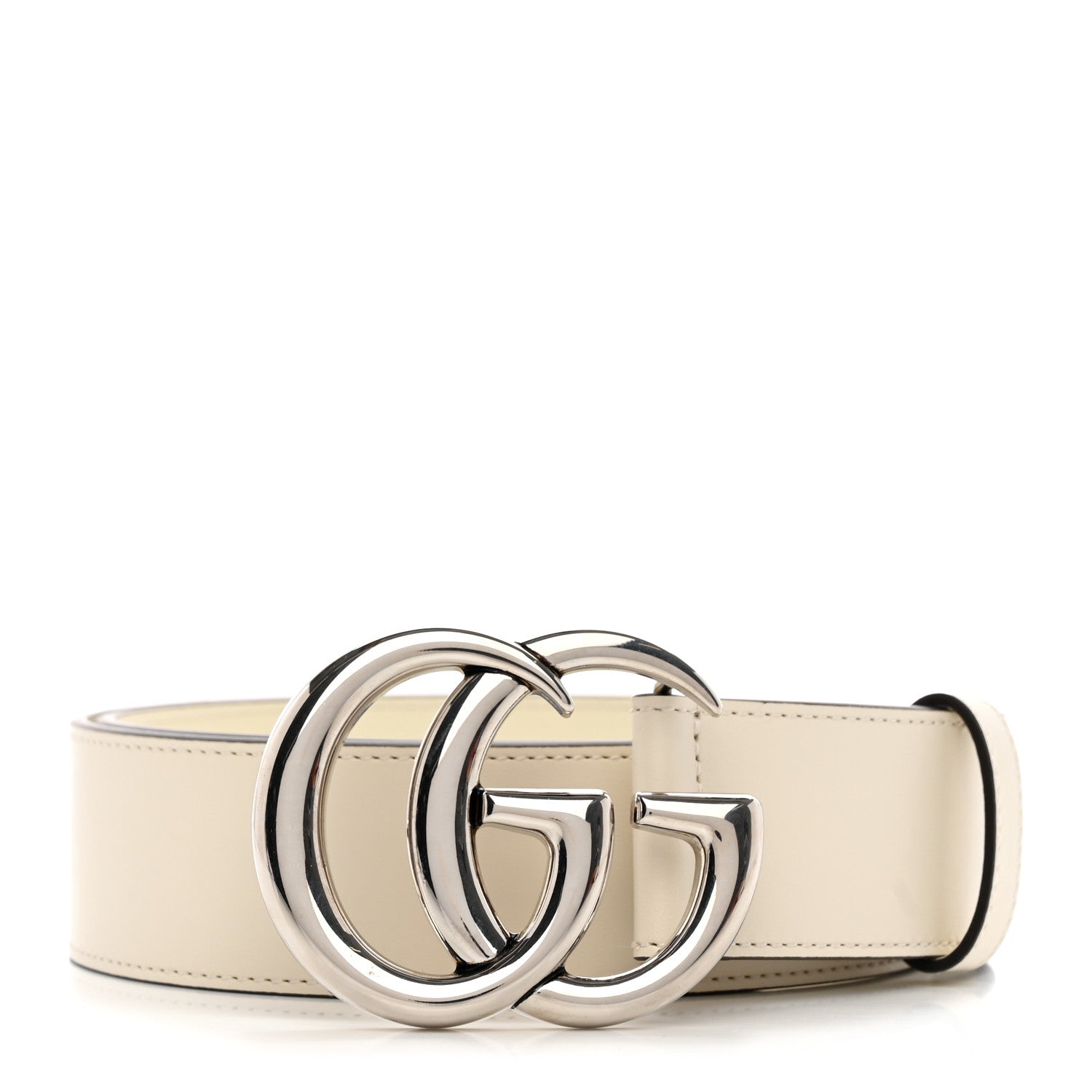 Gucci Plutone Calfskin Palladium Double G 40mm Belt 80 32 Mystic White 1 of 6