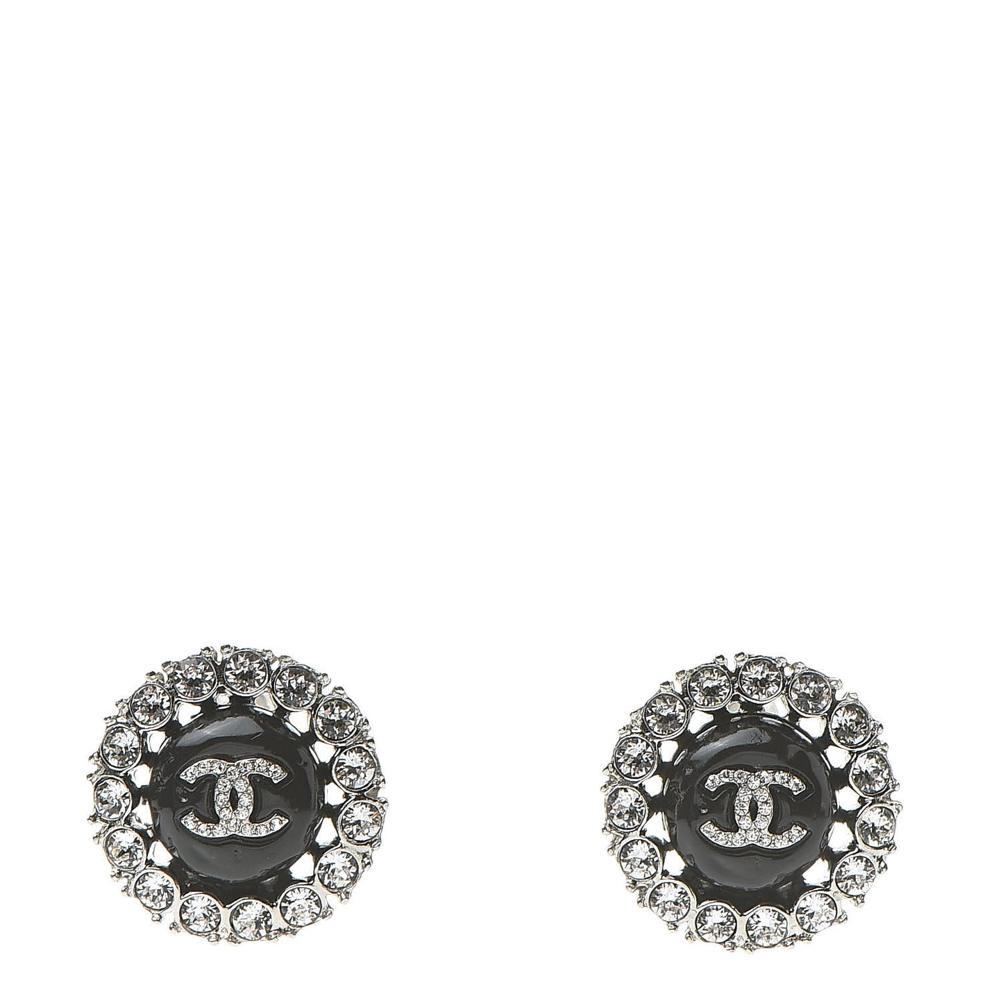 Crystal Resin CC Earrings Silver