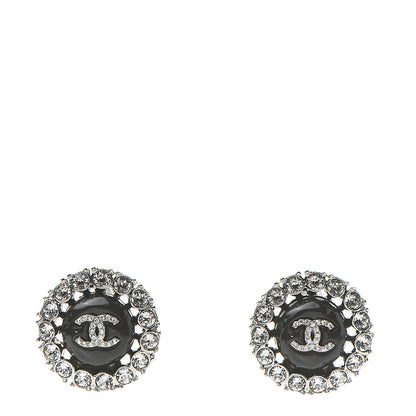 Chanel Crystal Resin CC Earrings Silver 1 of 5