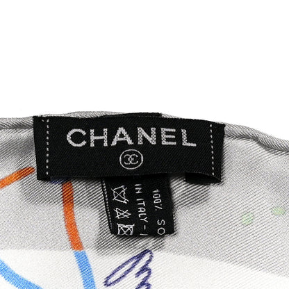 Chanel Silk Constellations CC Square Scarf Grey Multicolor 3 of 4