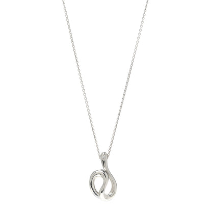 Tiffany Sterling Silver Diamond Elsa Peretti Open Wave Necklace 1 of 3