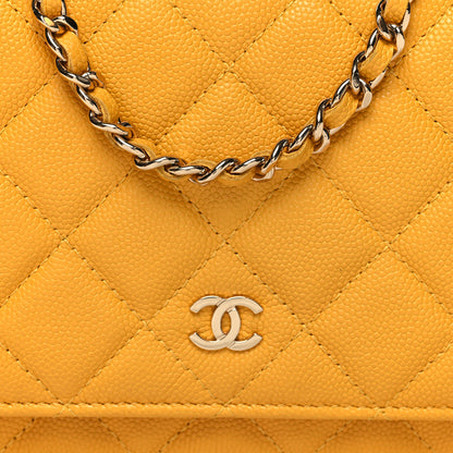Chanel Caviar Quilted Wallet on Chain WOC Yellow 9 of 11
