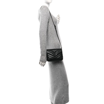 Saint Laurent Calfskin Y Quilted Monogram Monochrome Toy Loulou Crossbody Bag Black 2 of 9