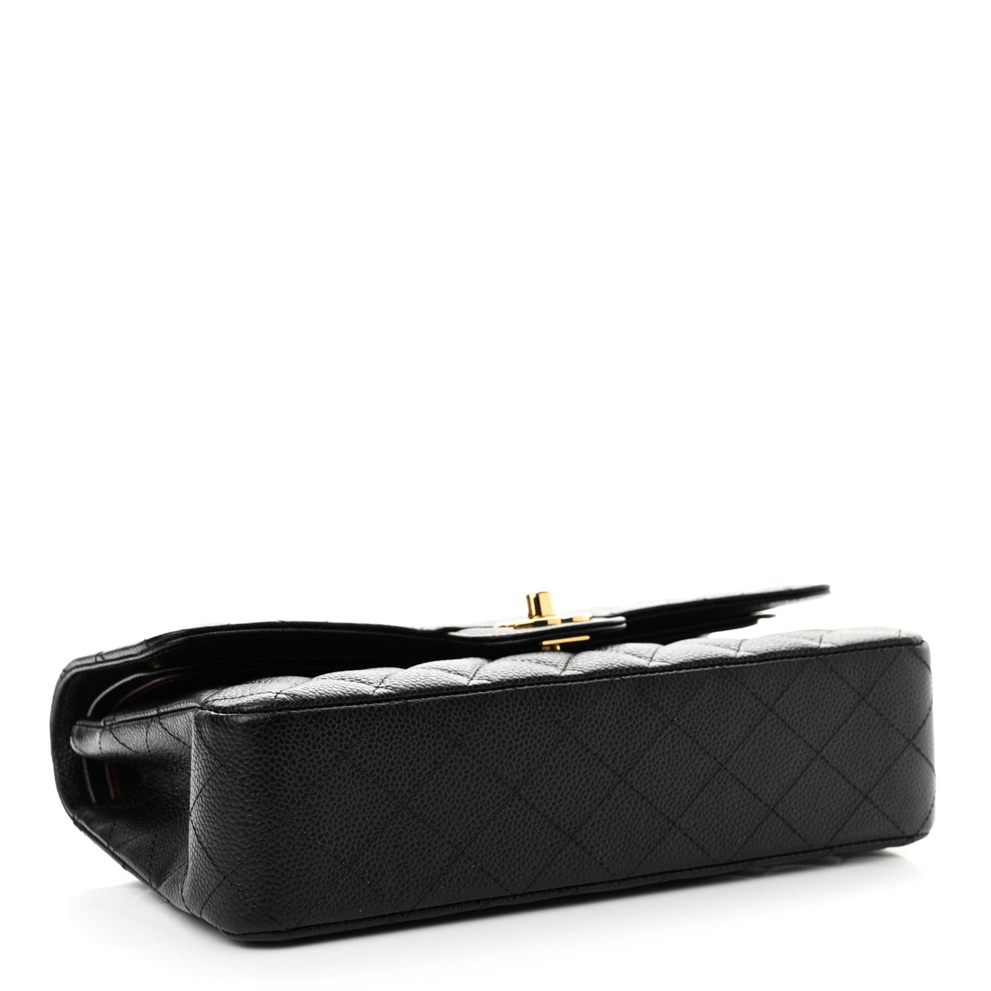 Caviar Quilted Medium Double Flap Black