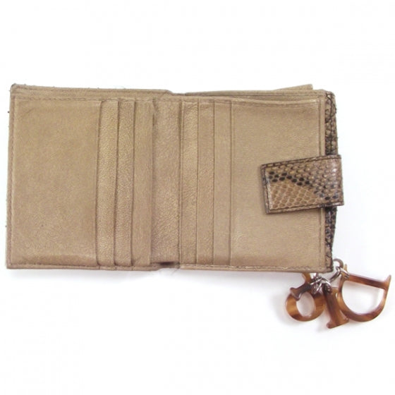 Python Flap Wallet Clutch Brown