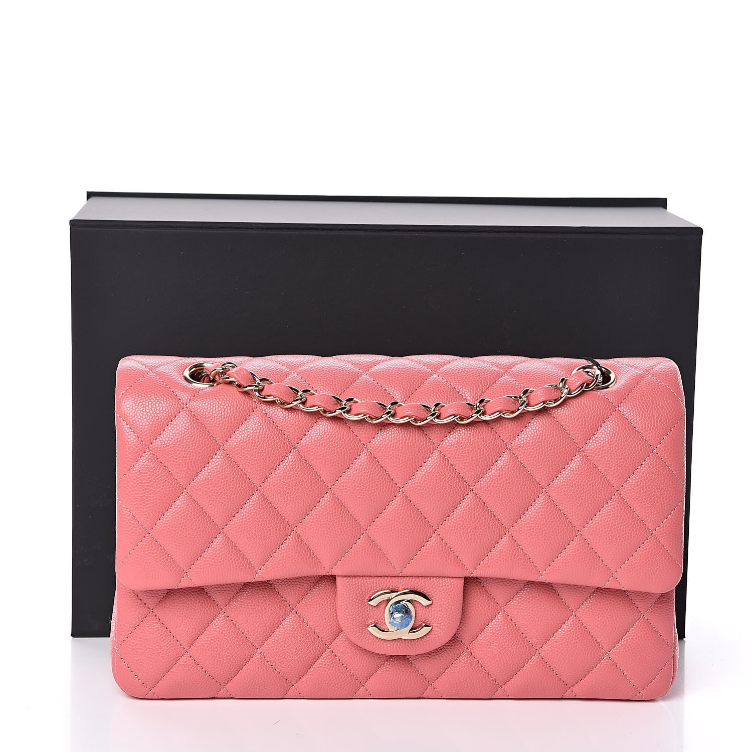 Chanel Caviar Quilted Medium Double Flap Pink 11 of 11