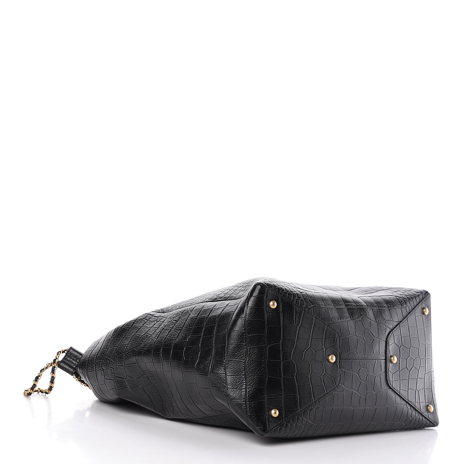 Chanel Calfskin Crocodile Embossed Large Cocodile Shopping Tote Black 4 of 10