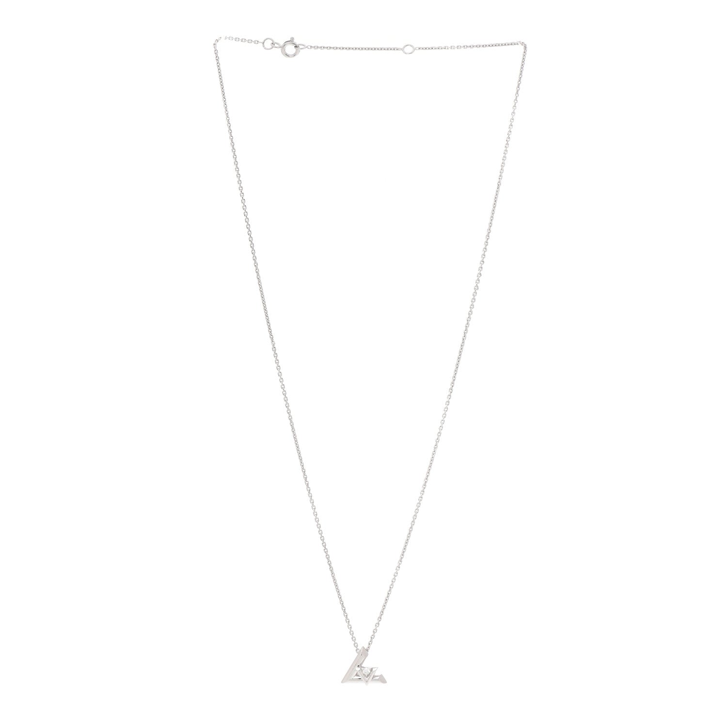 Louis Vuitton 18K White Gold Diamond Small LV Volt One Pendant Necklace 3 of 6