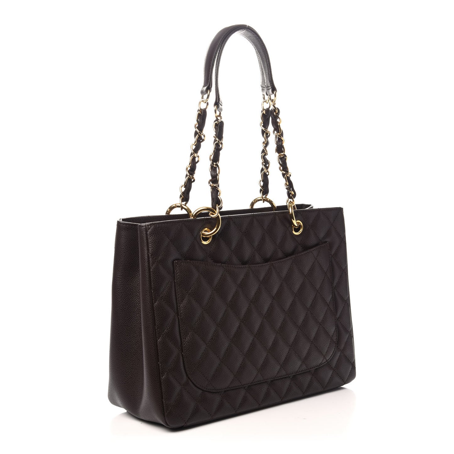 Caviar Quilted Grand Shopping Tote GST Dark Brown