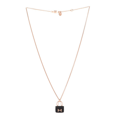 Hermes 18K Rose Gold Black Jade Constance Amulettes Pendant Necklace 3 of 7