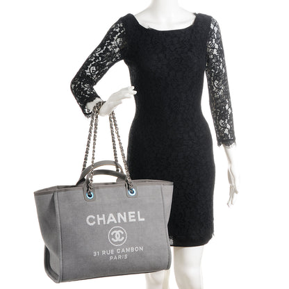 Chanel Canvas Deauville Large Tote Grey 2 of 7