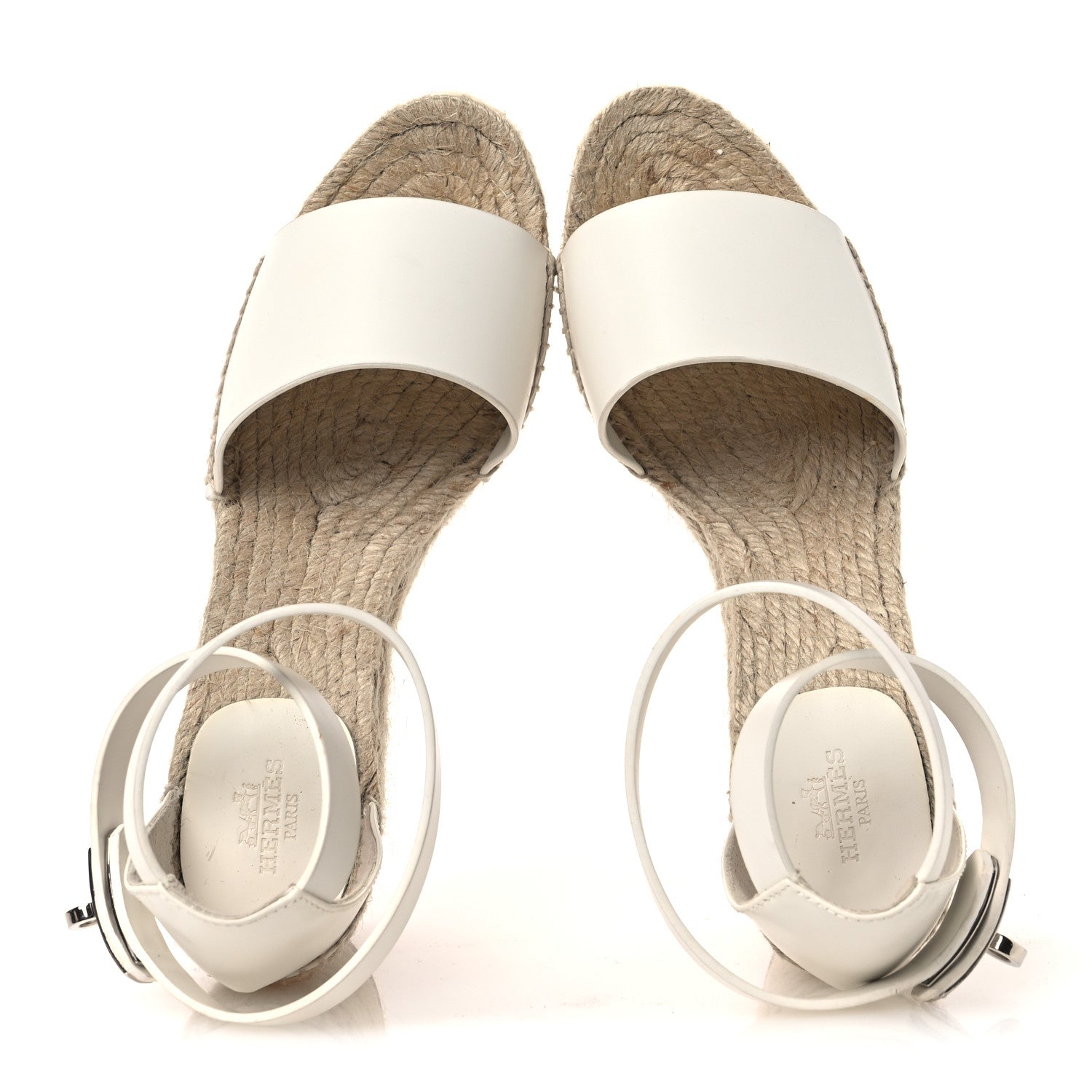 Hermes Calfskin Tipoli Espadrille Wedges 38 White 2 of 13