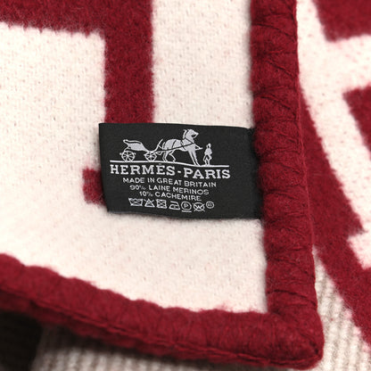 Hermes Wool Cashmere Avalon III Blanket Ecru Rouge H 3 of 3