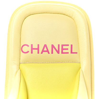 Chanel Lambskin CC Thong Sandals 37 Yellow 8 of 8