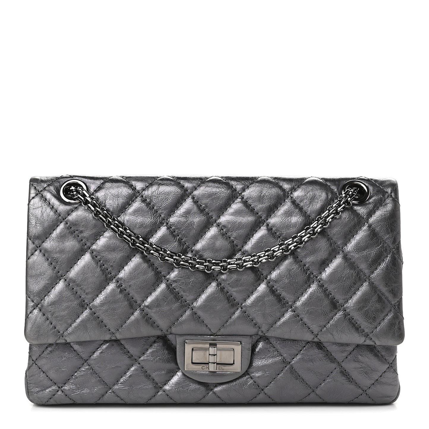 Metallic Aged Calfskin Quilted 2.55 Reissue 226 Flap Silver