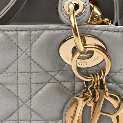 Christian Dior Metallic Lambskin Cannage Medium Lady Dior Silver 15 of 15