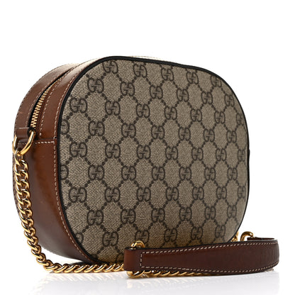 Gucci GG Supreme Monogram Cuoio Toscano Mini Chain Shoulder Bag Beige Ebony Cuir 3 of 12