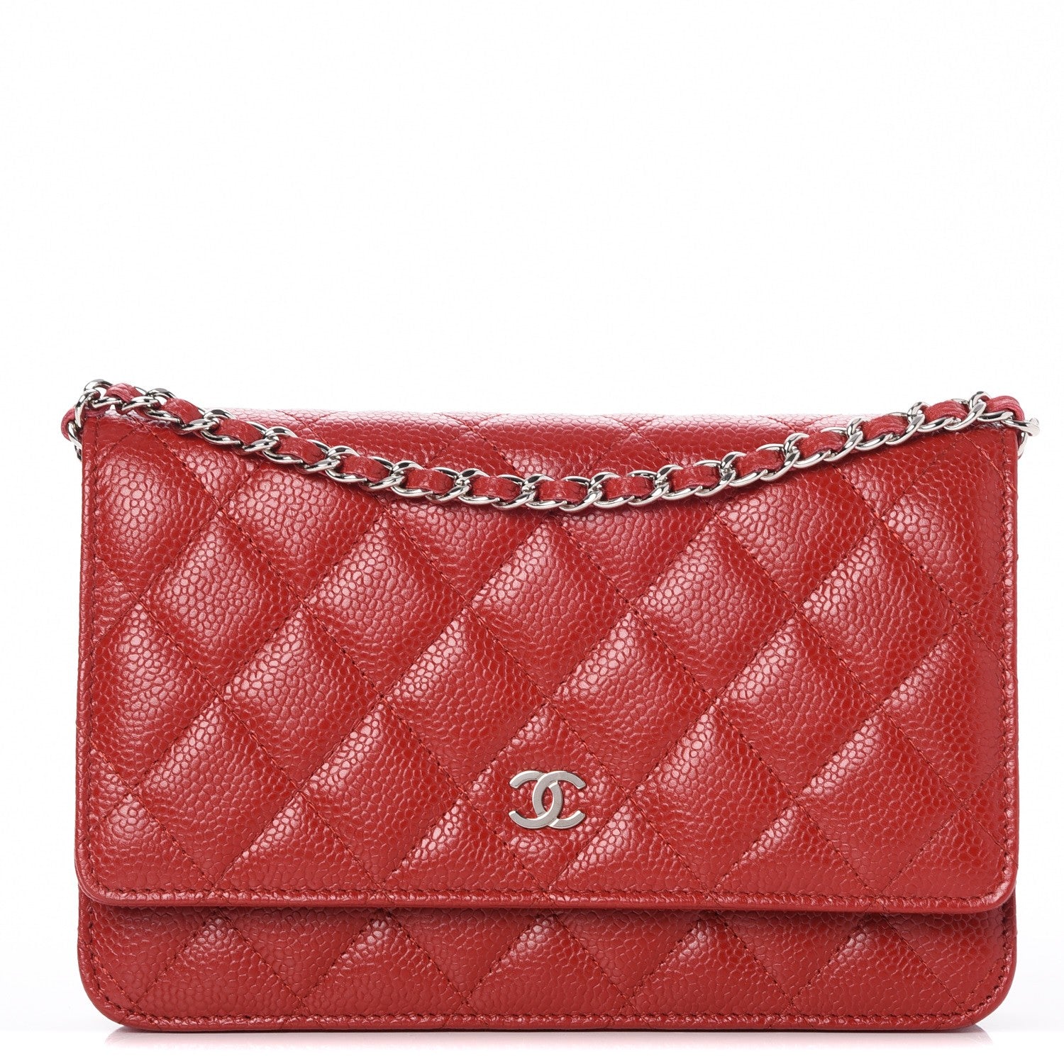 Chanel Caviar Quilted Wallet on Chain WOC Red 1 of 9