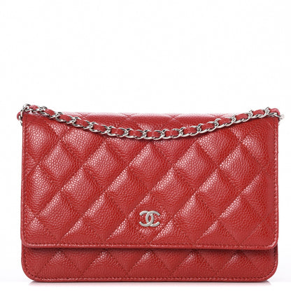 Chanel Caviar Quilted Wallet on Chain WOC Red 1 of 9