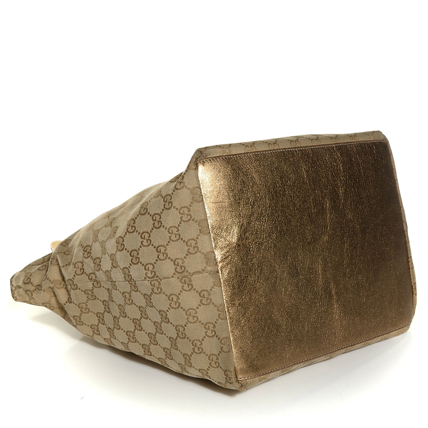 GG Monogram Large Web Handle Bucket Tote Gold