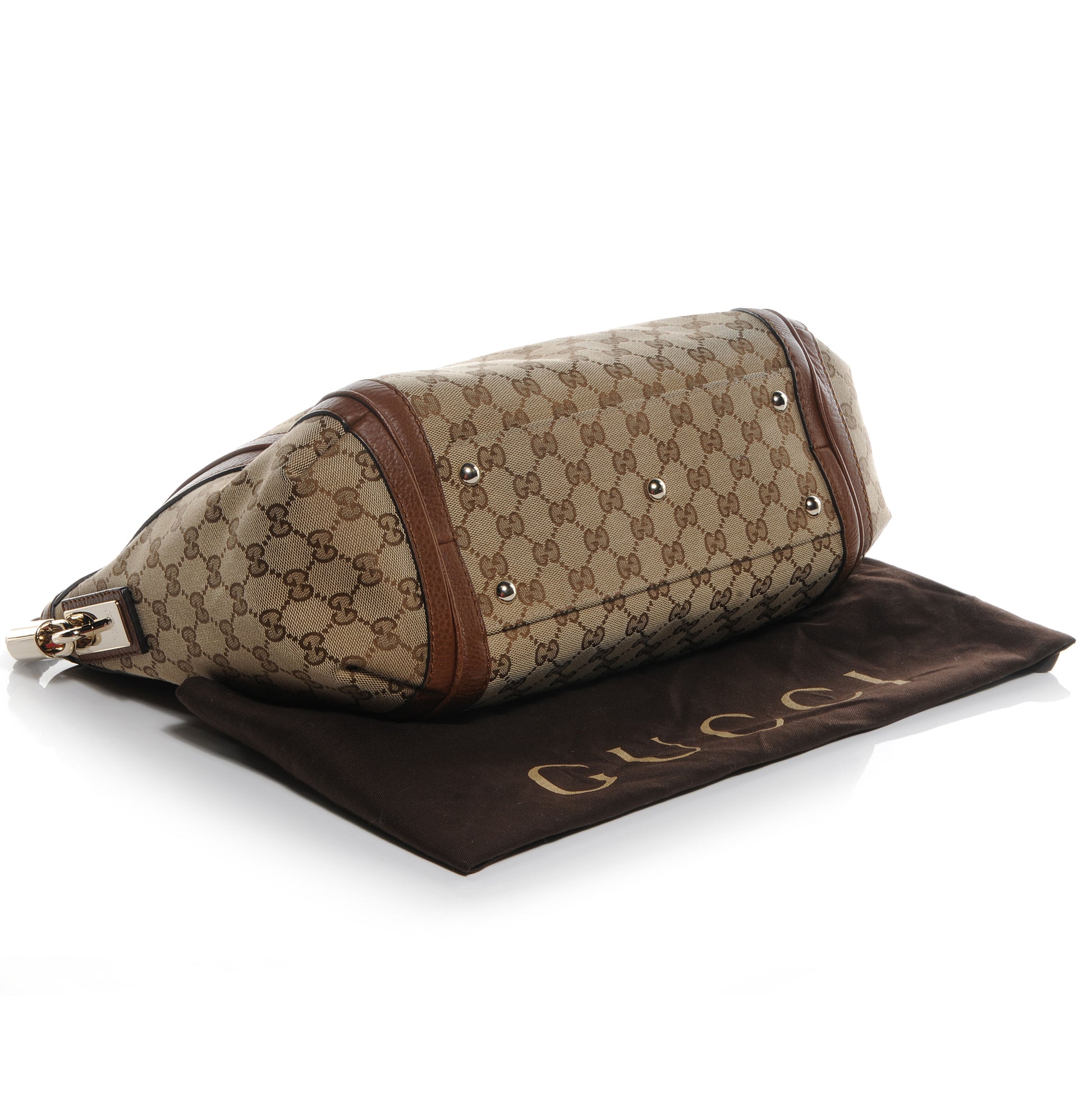 Gucci Monogram Cellarius Calfskin Medium Bella Hobo Beige Ebony Cuir 4 of 7