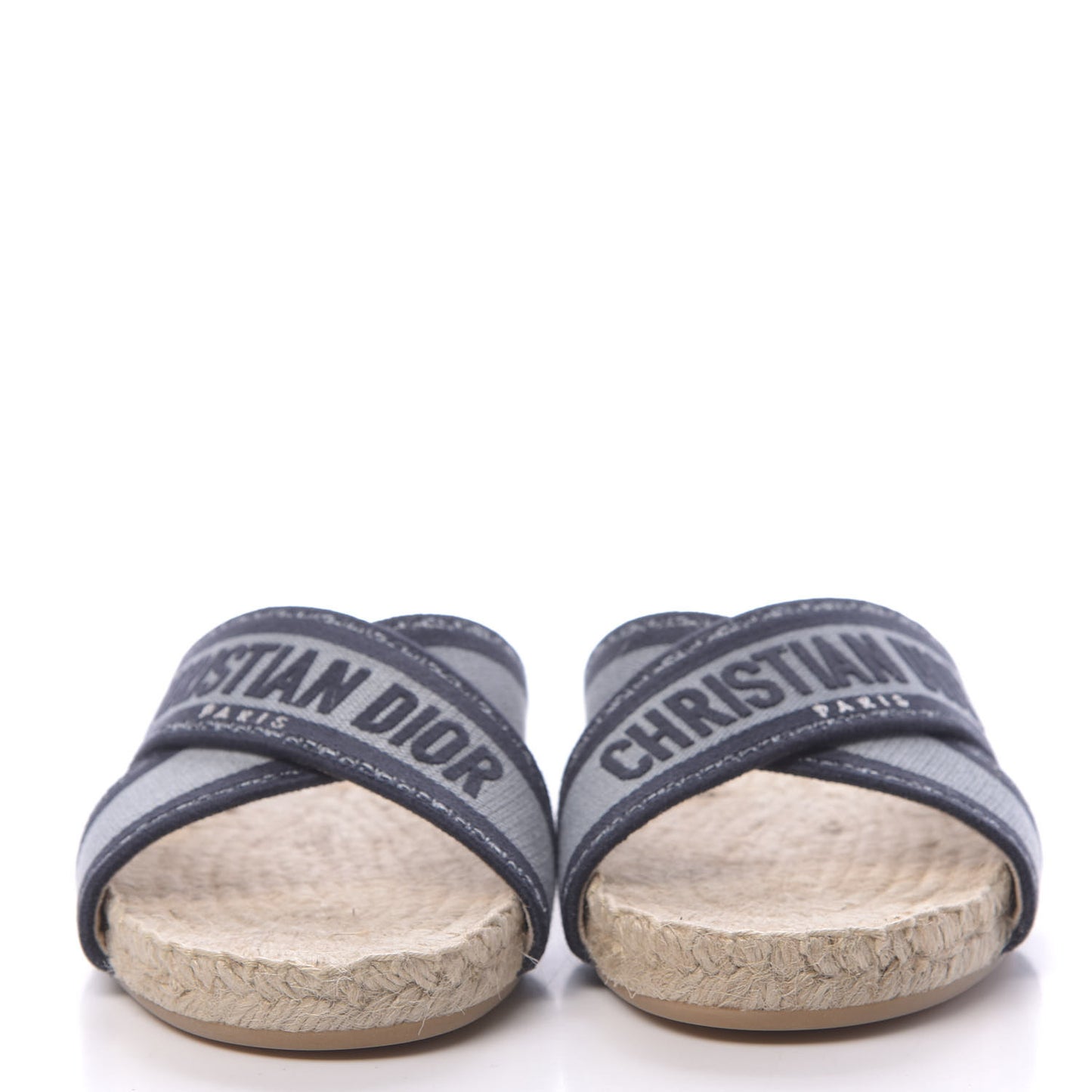 Canvas Embroidered Granville Espadrille Crisscross Flat Slide Sandals 37 Denim