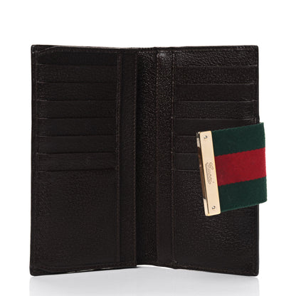 Gucci Monogram Calfskin Ladies Web Continental Wallet Beige Ebony Cocoa 4 of 7