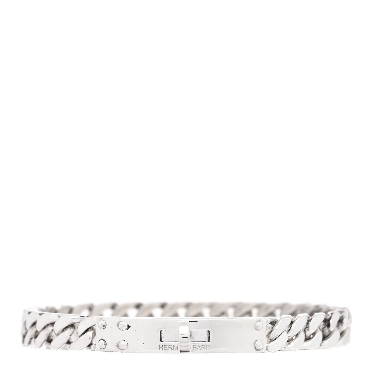 Hermes Sterling Silver TPM Kelly Gourmette Bracelet ST 1 of 4