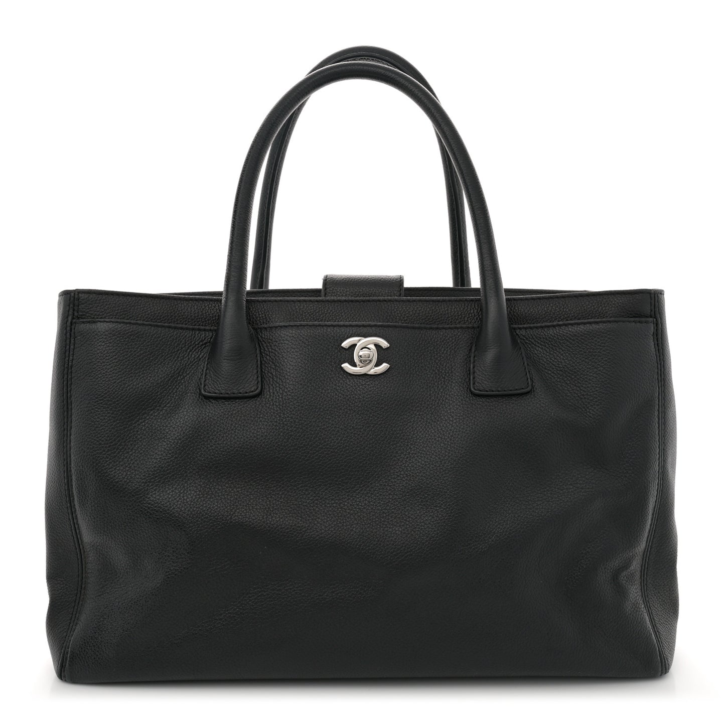 Calfskin Cerf Executive Shopper Tote Black