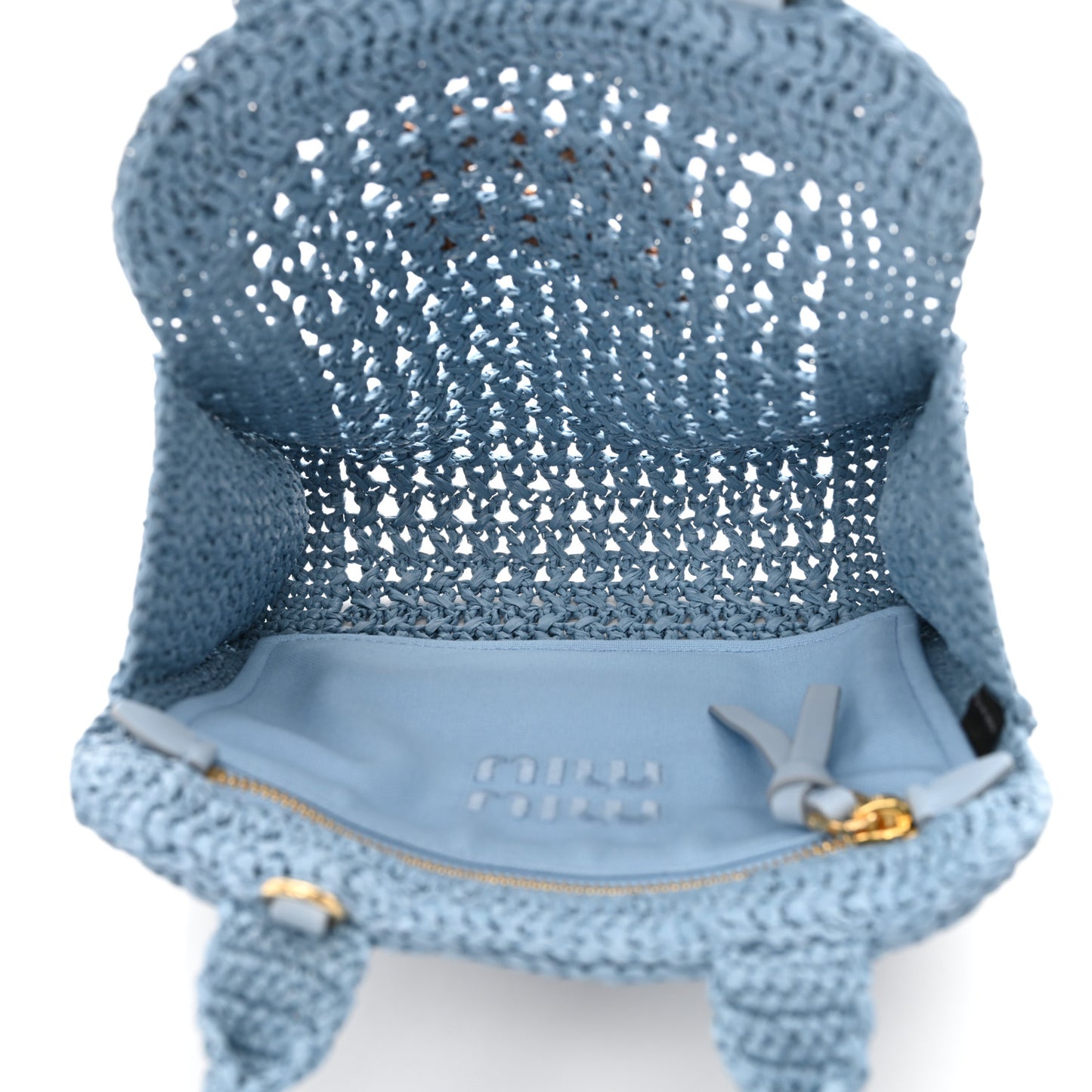 Raffia Crochet Woven Tote Bag Blue