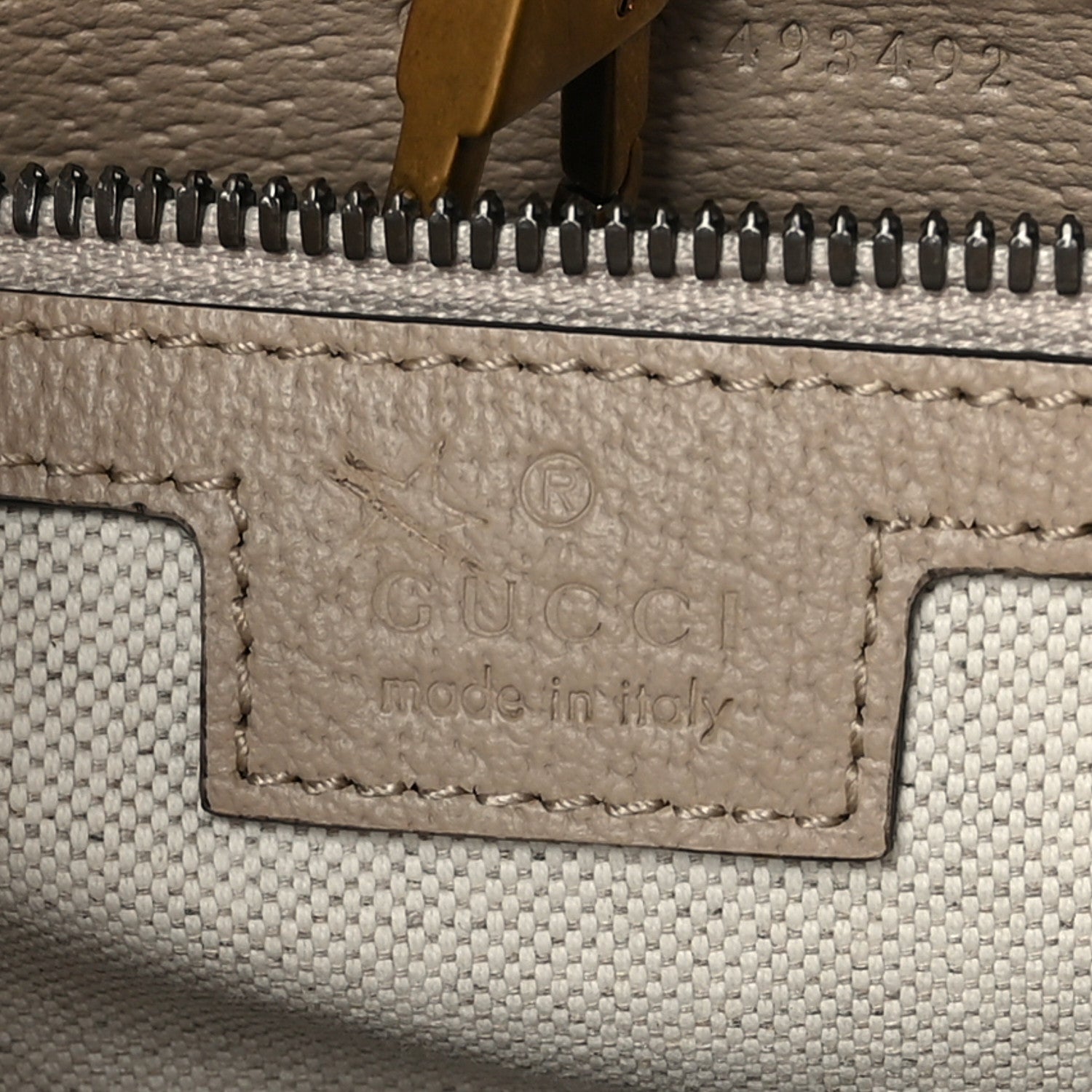 Gucci GG Supreme Monogram Textured Dollar Calfskin Small Retro Interlocking G Tote Bag Beige Mystic White Oatmeal 5 of 8