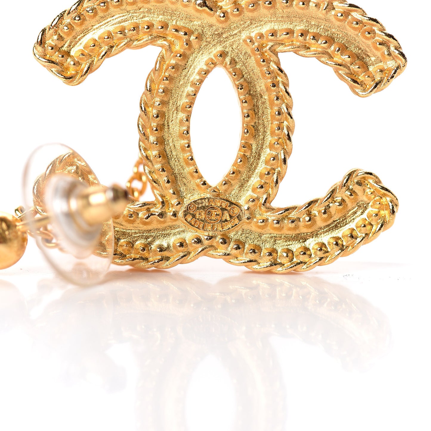 CC Drop Earrings Matte Gold