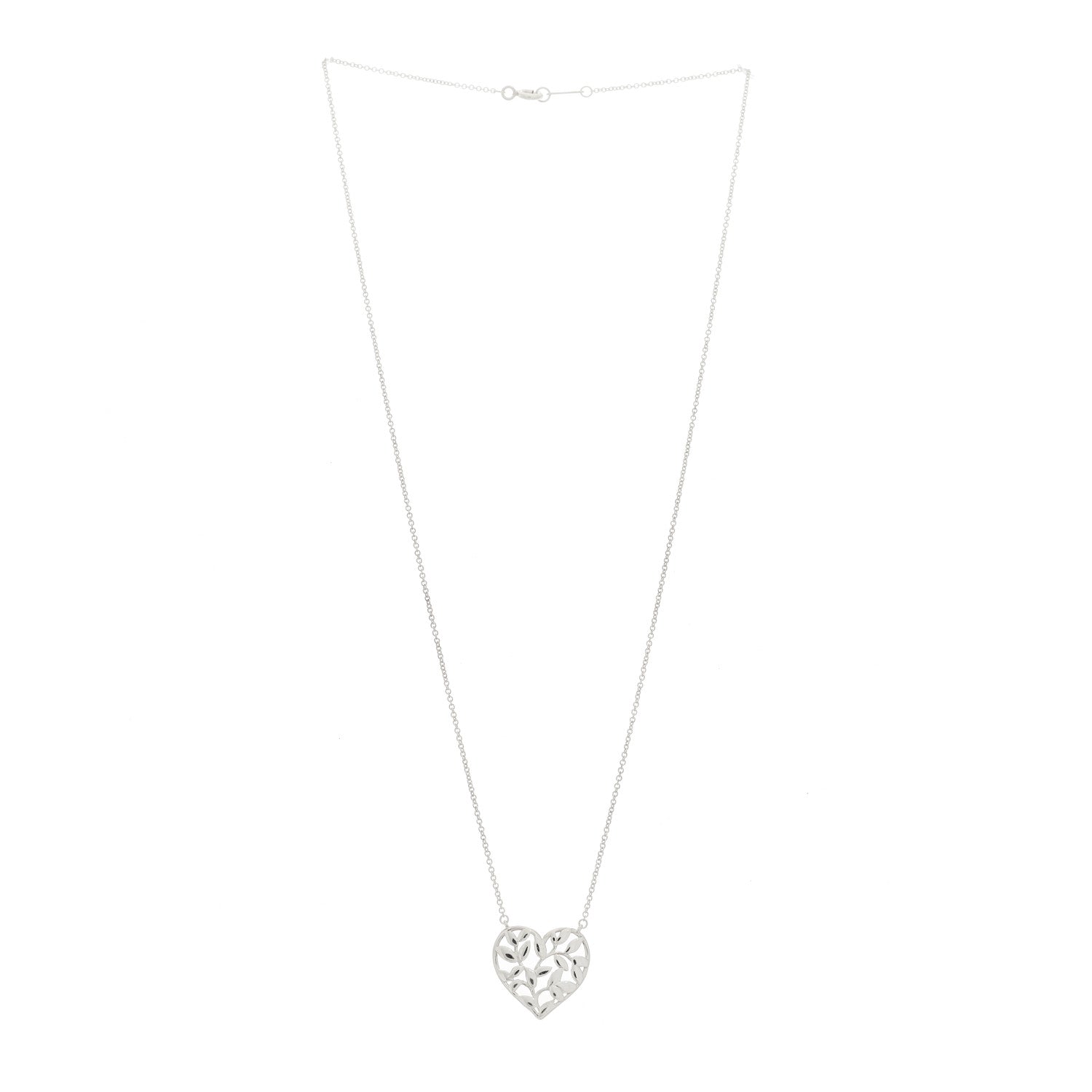 Tiffany Sterling Silver Paloma Picasso Olive Leaf Heart Pendant Necklace 3 of 5