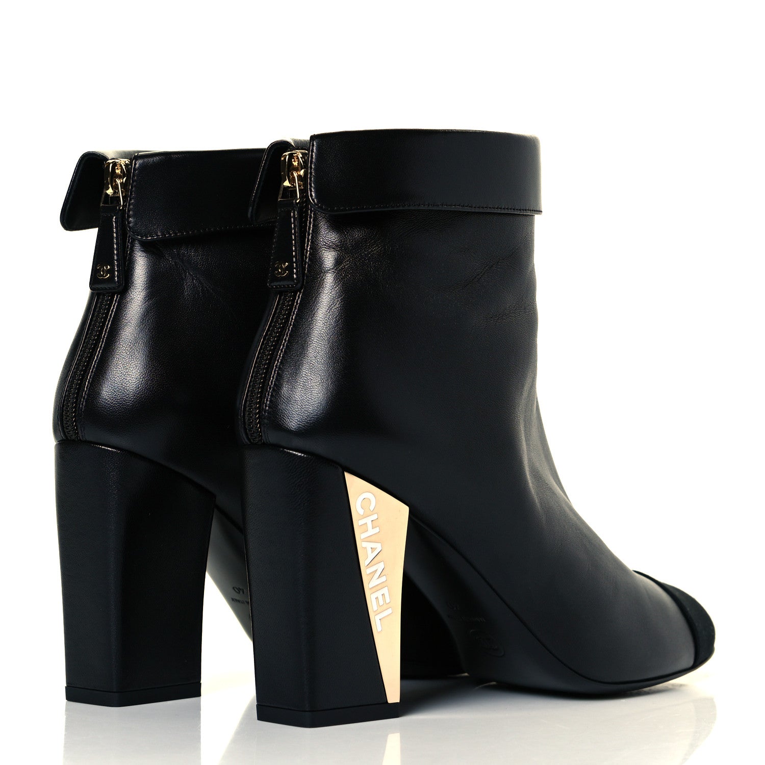 Chanel Lambskin Grosgrain Triangle & Collar 90 Ankle Boots 40 Black 5 of 10