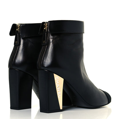 Chanel Lambskin Grosgrain Triangle & Collar 90 Ankle Boots 40 Black 5 of 10