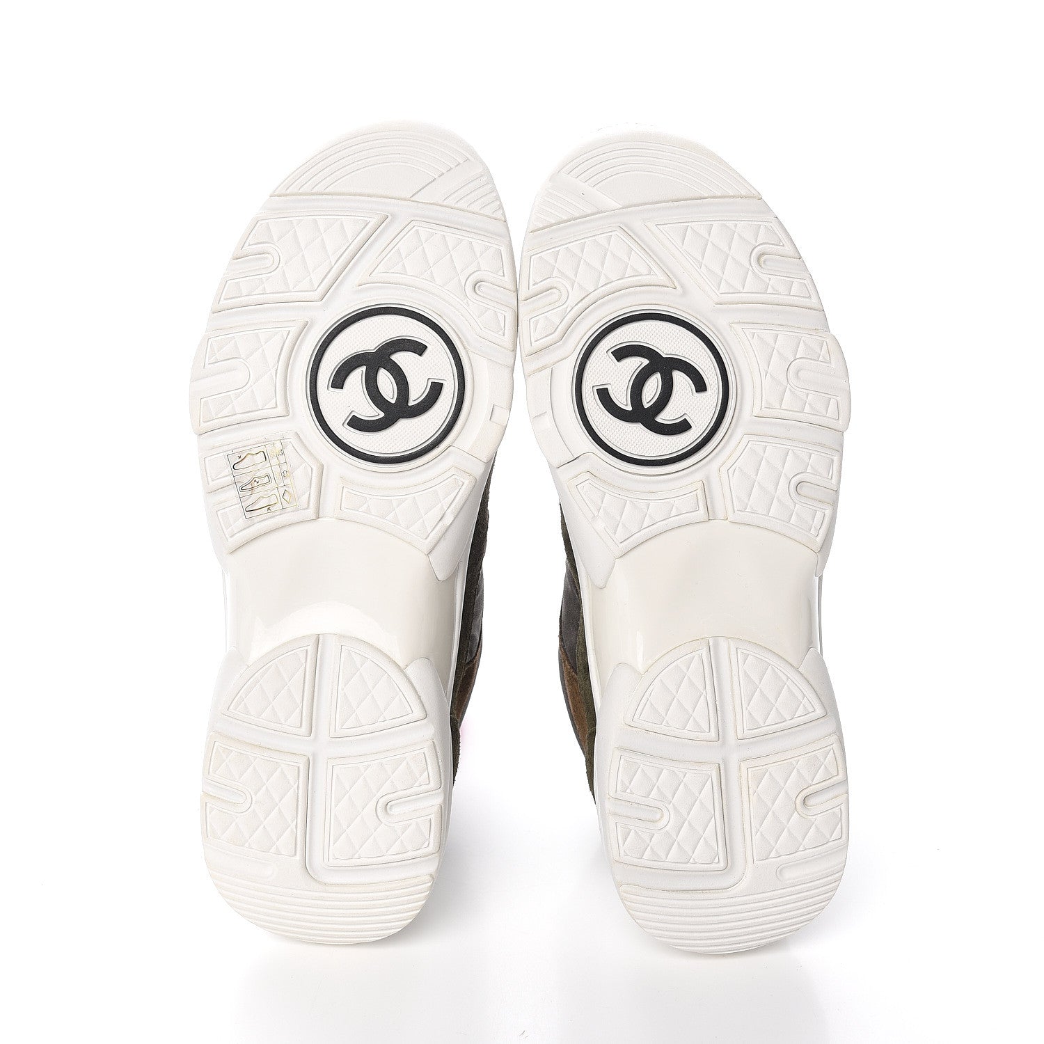 Chanel Fabric Calfskin Suede CC Womens Sneakers 39 Khaki 5 of 10