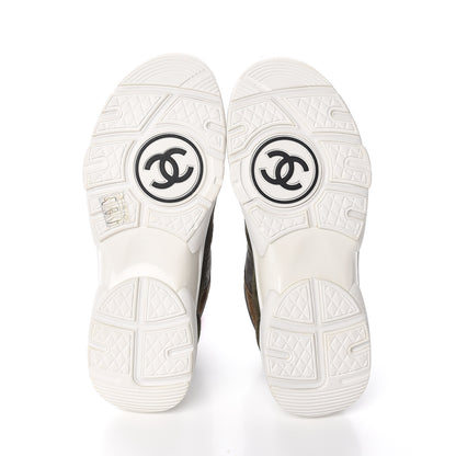 Chanel Fabric Calfskin Suede CC Womens Sneakers 39 Khaki 5 of 10