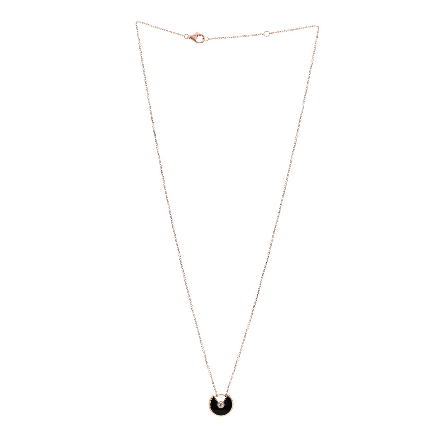 Cartier 18K Pink Gold Diamond Black Onyx XS Amulette de Cartier Pendant Necklace 3 of 5