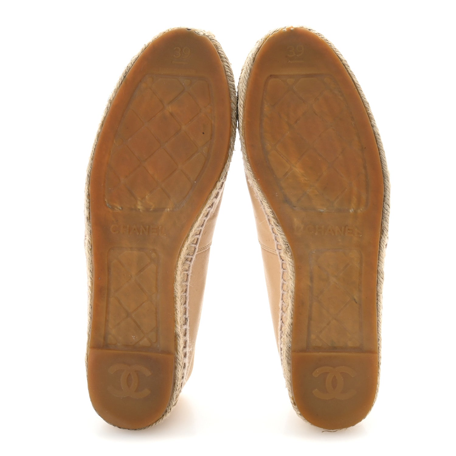 Chanel Lambskin CC Espadrilles 39 Beige Black 6 of 11