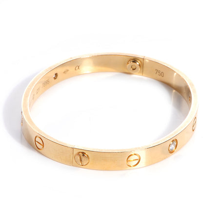 Cartier 18K Yellow Gold 4 Diamond LOVE Bracelet 17 3 of 5