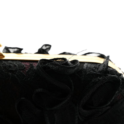 Alexander McQueen Lace Twin Skull Box Clutch Black Pink 9 of 9