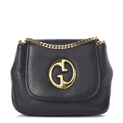 Gucci Pebbled Calfskin Small 1973 Chain Shoulder Bag Black 1 of 10