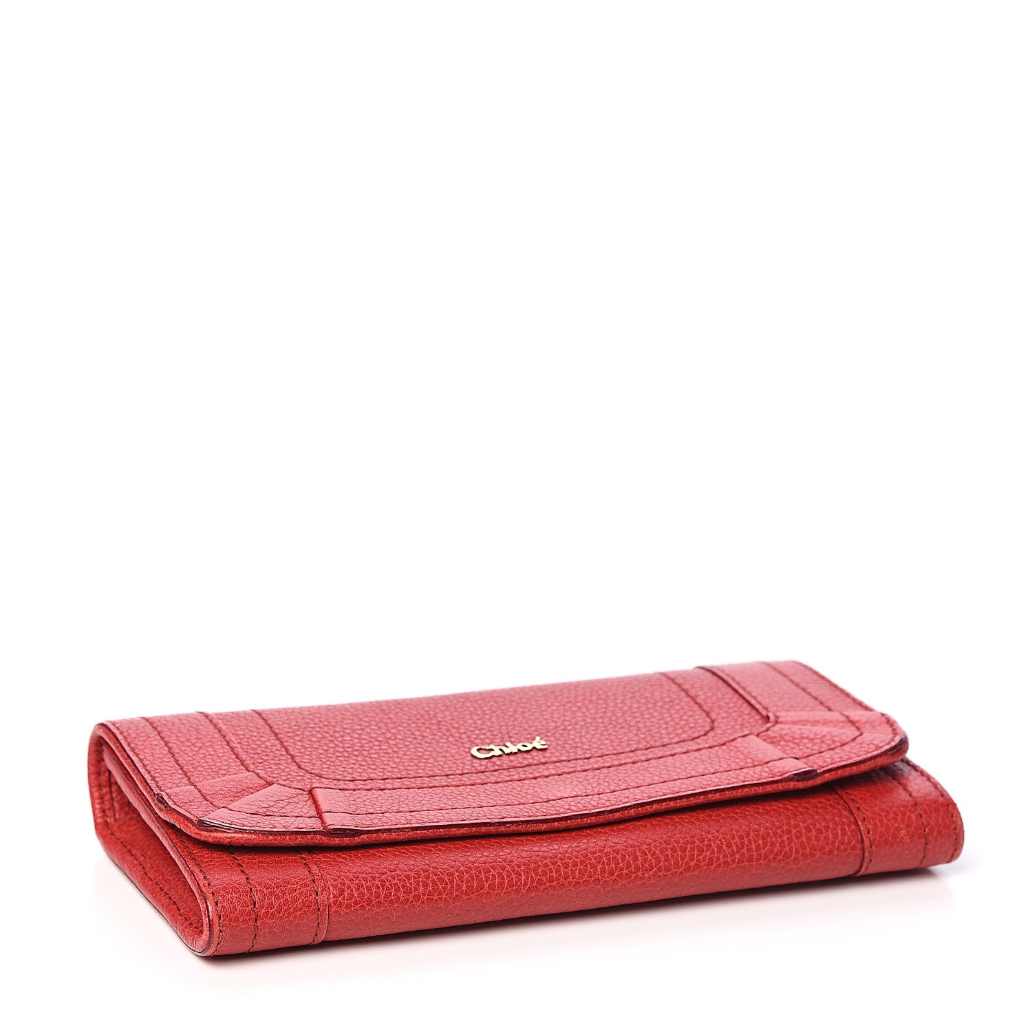 Chloe Grained Calfskin Paraty Continental Wallet Red 3 of 7
